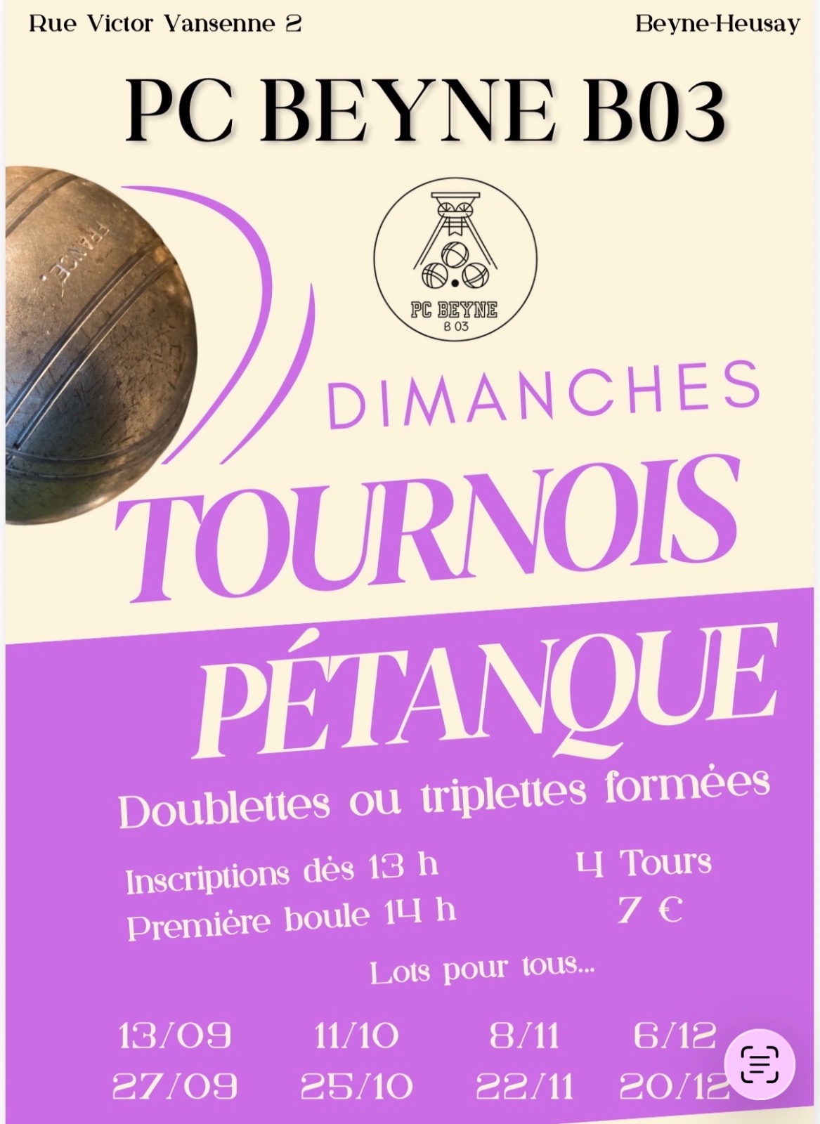 Dimanches Tournois Pétanque