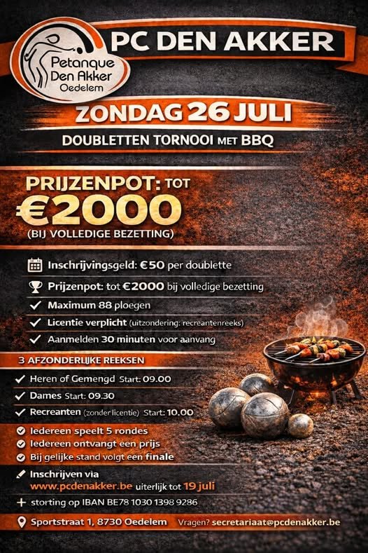 Doubletten Toernooi met BBQ - Heren of Gemengd