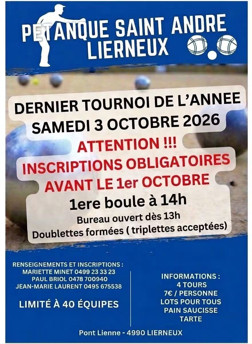 Dernier tournoi 2026