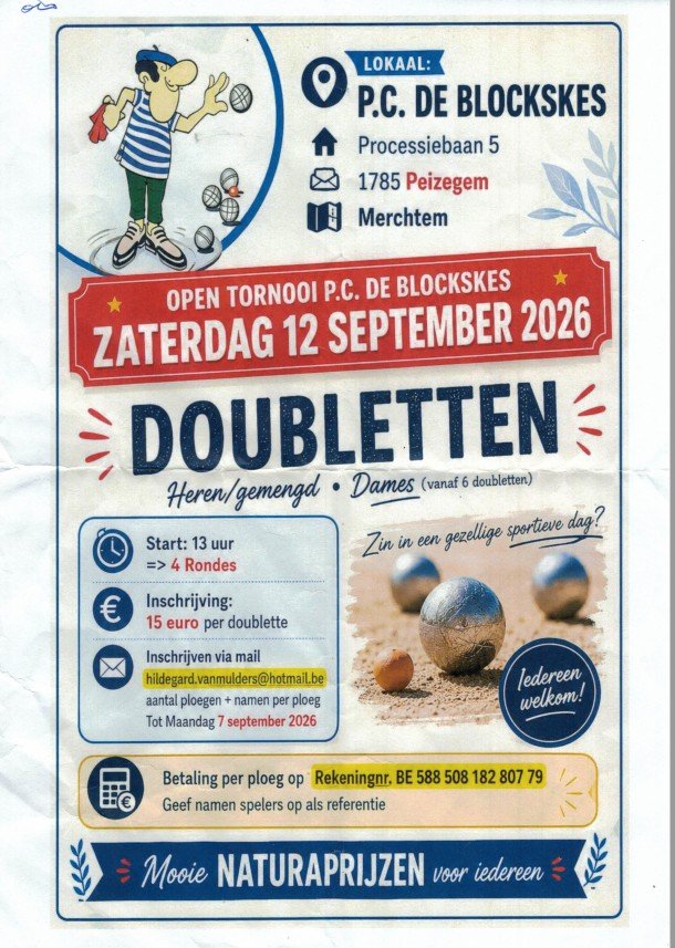 Open Tornooi P.C. De Blockskes - Doubletten Dames