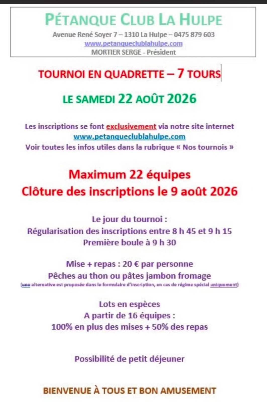 Toernooi in Quartet - 7 Rondes